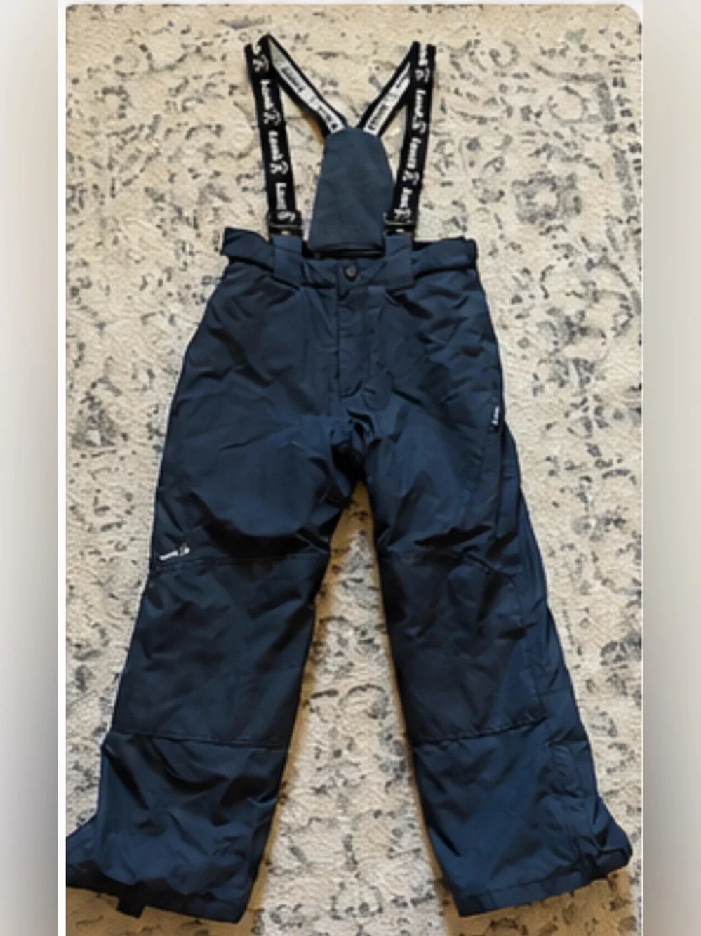 Kamik Kids Navy Snow Pants with Black Branded Suspenders